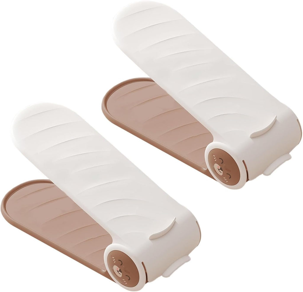 Cute Bear Design Double-Layer Shoe Slot Organizer – Space-Saving Adjustable Shoe Rack with Non-Slip Surface for Sneakers, Flats, Sandals, and Heels