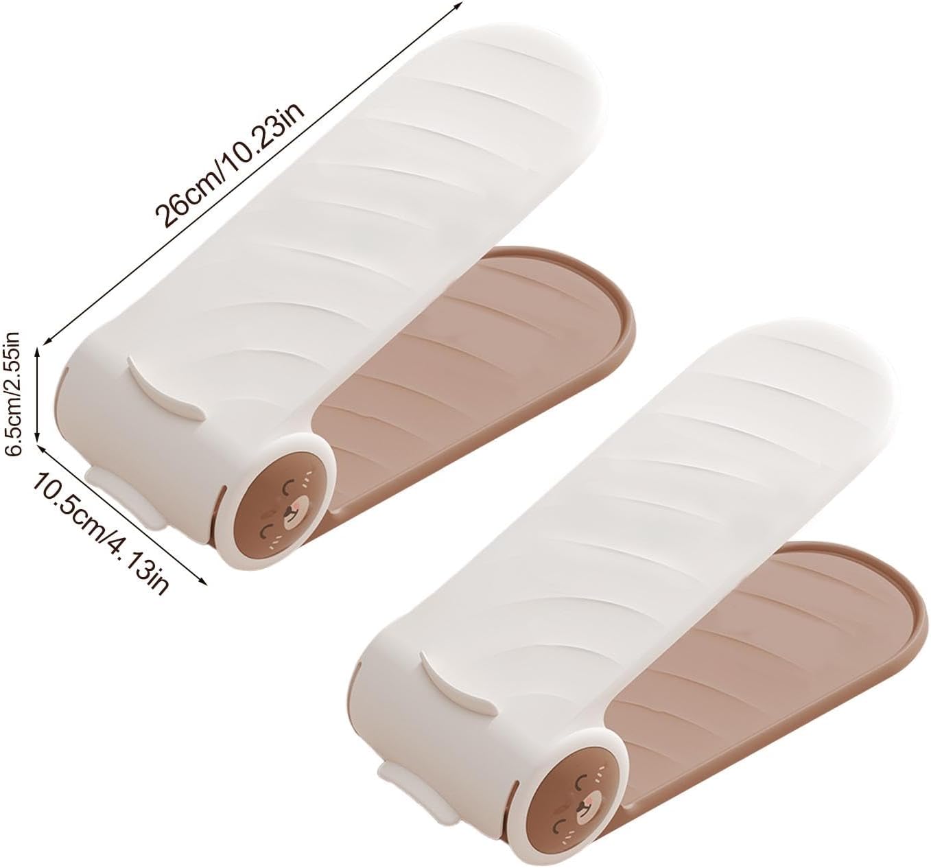 Cute Bear Design Double-Layer Shoe Slot Organizer – Space-Saving Adjustable Shoe Rack with Non-Slip Surface for Sneakers, Flats, Sandals, and Heels