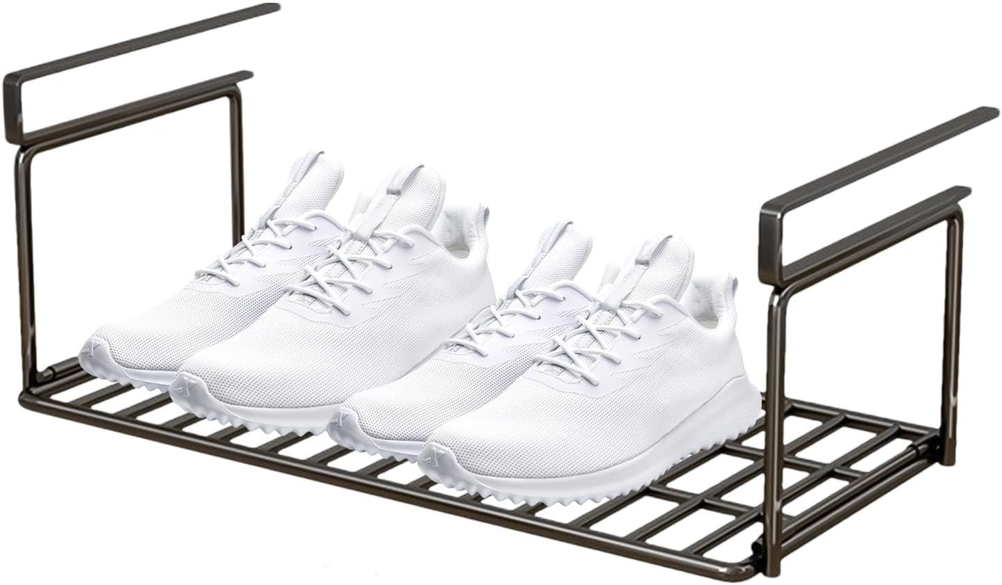 Over-the-Cabinet Metal Shoe Rack – Hanging Organizer Shelf, No-Drill Storage for Kitchen, Bathroom, Closet
