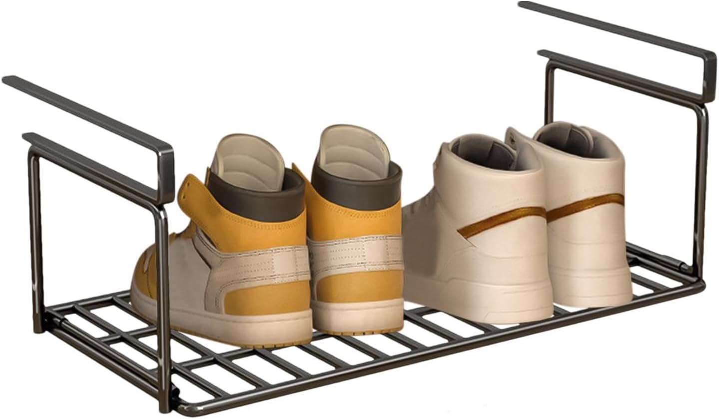 Over-the-Cabinet Metal Shoe Rack – Hanging Organizer Shelf, No-Drill Storage for Kitchen, Bathroom, Closet
