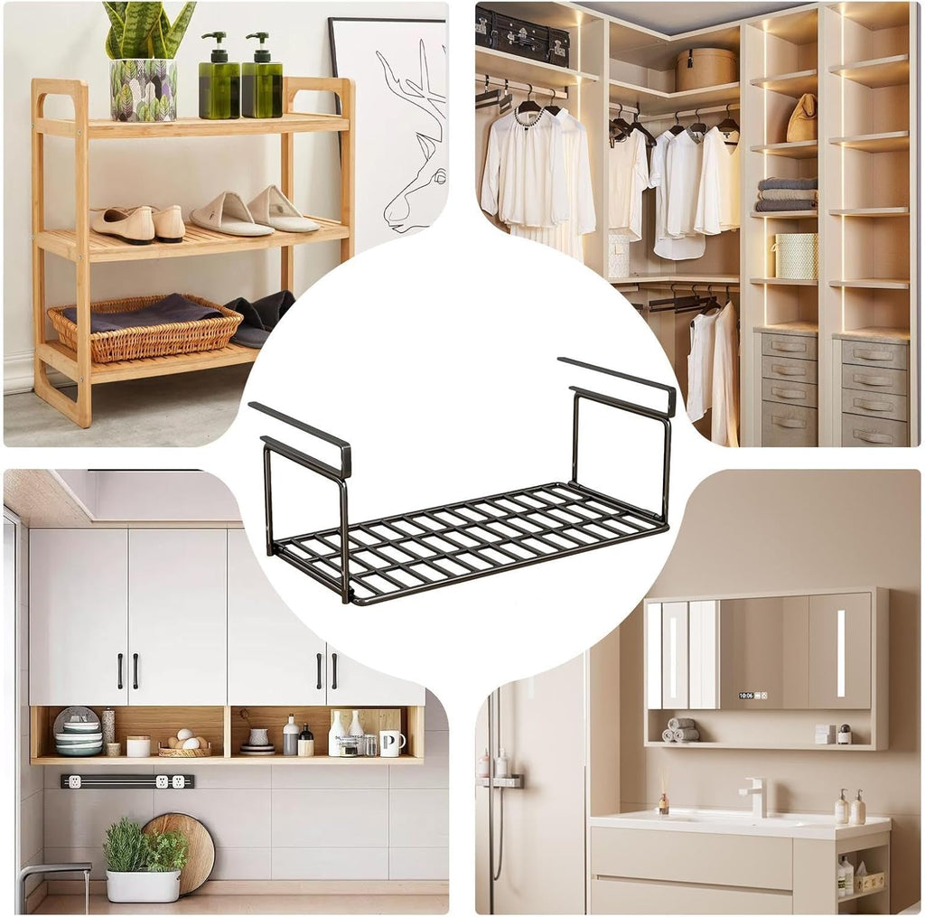 Over-the-Cabinet Metal Shoe Rack – Hanging Organizer Shelf, No-Drill Storage for Kitchen, Bathroom, Closet