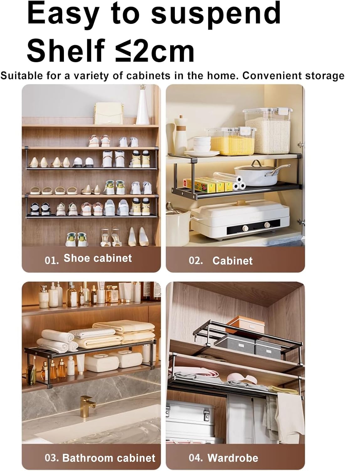 Under-Shelf Hanging Storage Rack – Heavy-Duty Metal Organizer for Kitchen, Bathroom, Closet, and Entryway