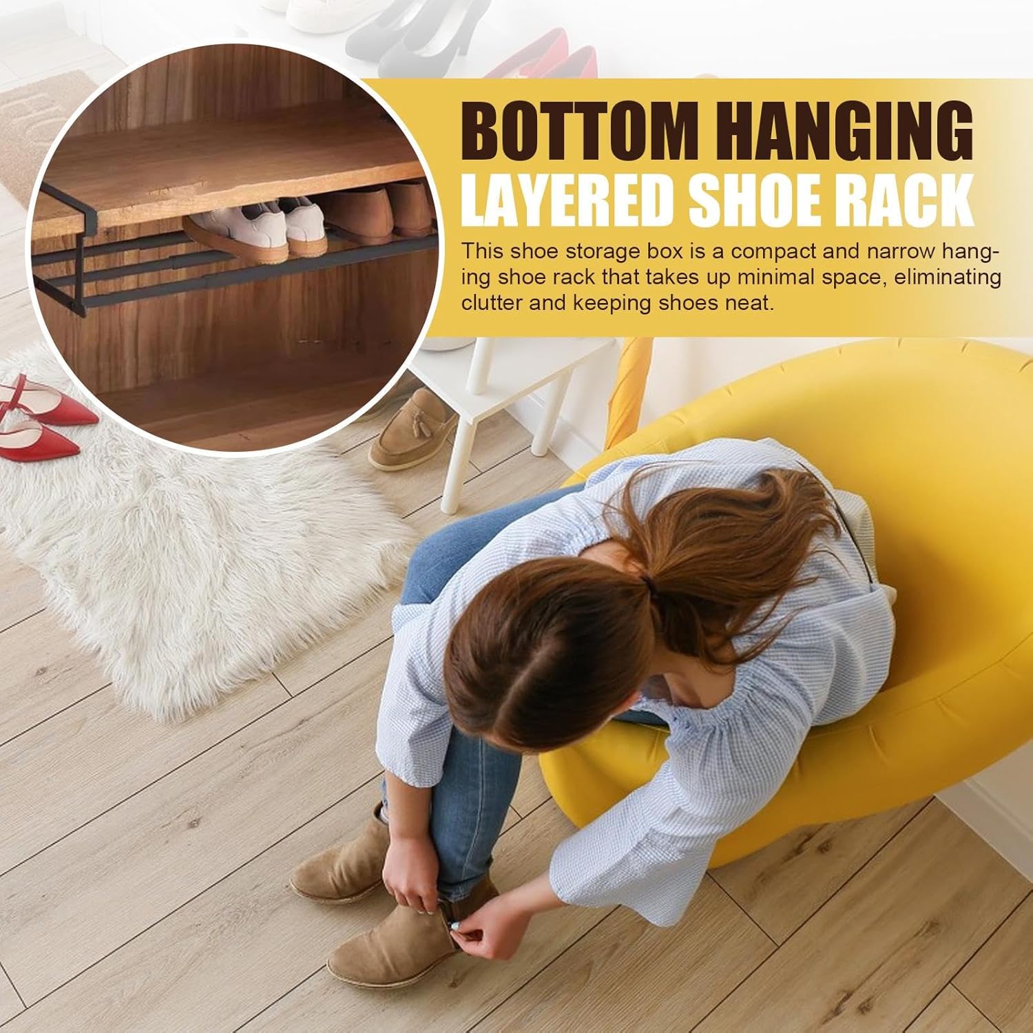 Adjustable Expandable Hanging Shoe Rack | Under Cabinet Organizer Shelf  Space-Saving Storage for Shoes, Kitchenware, and Bathroom Essentials